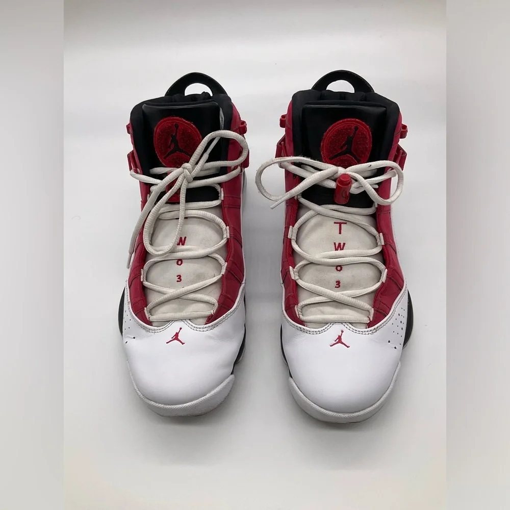 NIKE JORDAN 6 RINGS WHITE BLACK CARMINE RED‎ BASKETBALL SNEAKERS
